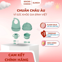 Bộ ăn dặm 7 món bằng silicone cao cấp Elmich Babycare EL-0011 2 lựa chọn màu sắc
